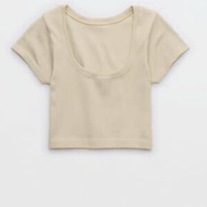 Aerie Offline Cream/Beige ribbed knit top